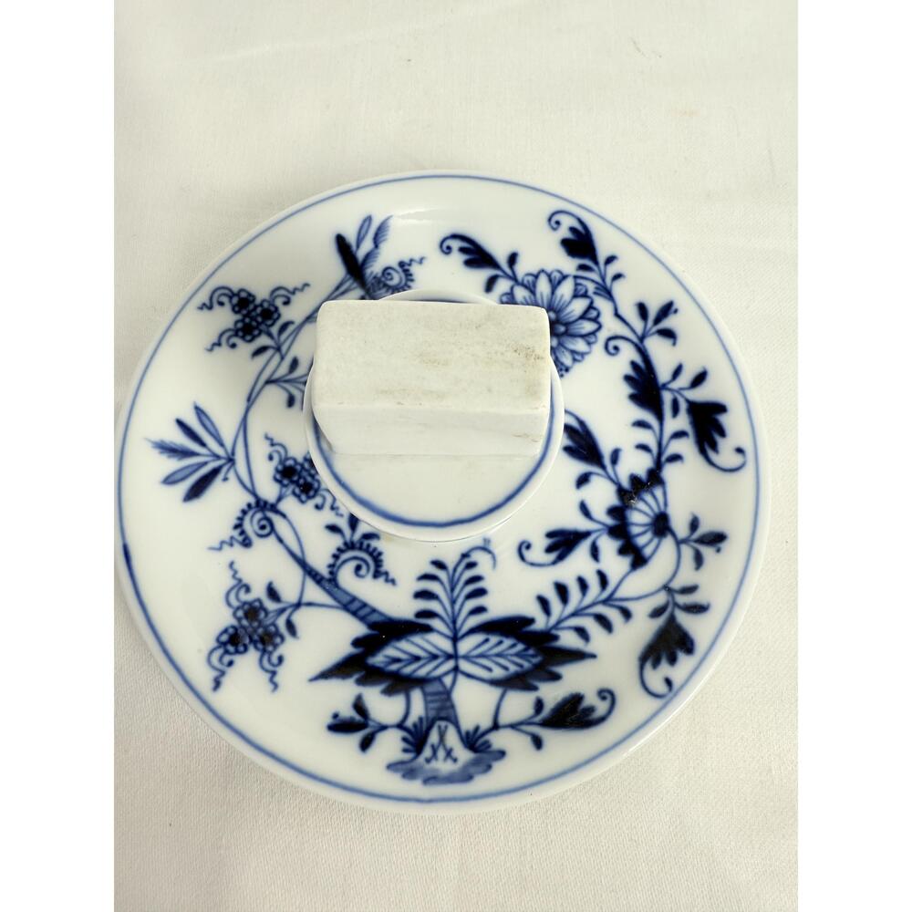 Antique Meissen Blue Onion Porcelain Matchbox Holder Traditional Germany - Picture 10 of 12